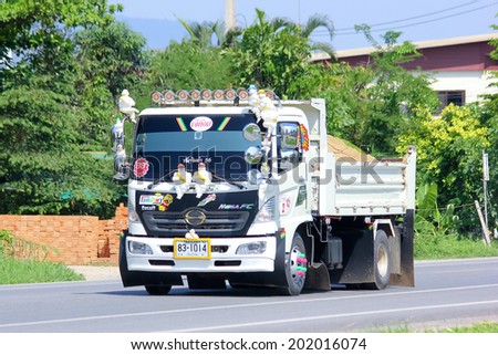 CHIANGMAI, THAILAND - MAY 24 2014 : Private 6 wheel Dump Truck. Photo at road no.121 about 8 km from downtown Chiangmai, thailand.