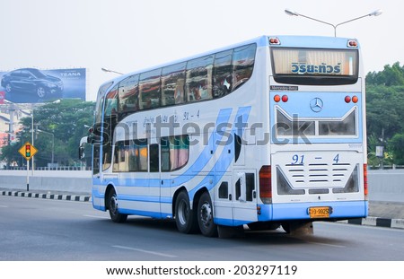 CHIANGMAI, THAILAND- APRIL 20 2014: Viriya tour company bus no.91-4 route Bangkok and Lampang. Photo at Chiangmai bus station, thailand.