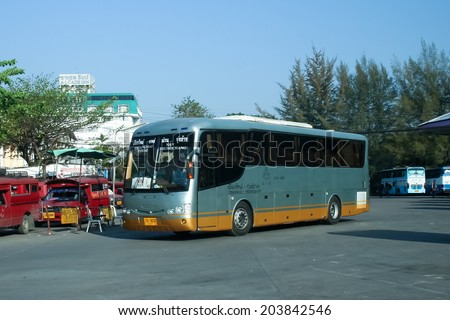 CHIANGMAI , THAILAND - FEBRUARY 7 2008: Scania Irizar Bus of Green bus Company. Between Chiangmai and Thungchang (Nan). Photo at Chiangmai bus station, thailand.