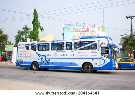 CHIANGMAI, THAILAND - APRIL 20 2014: Mercedes benz (Citaro body) of Nakhonchai tour company bus no.635-C135. Route Nakhon ratchasima and Chiangmai. Photo at Chiangmai bus station, thailand.