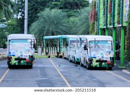CHIANGMAI, THAILAND - AUGUST 9 2012: Shuttle bus service in area of Royal Flora Ratchapruek Park, Chiangmai thailand.