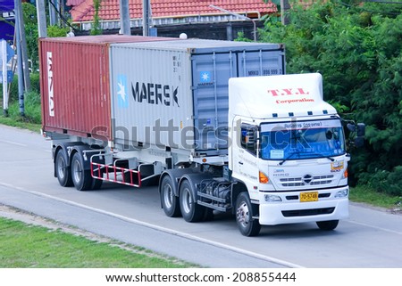 CHIANGMAI, THAILAND - MAY 21 2014 : TYL COMPANY Container Trailer Truck. Photo at Road No.11 about 5 Km from Chiangmai city.
