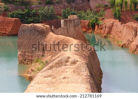 CHIANGMAI, THAILAND - AUGUST 15 2014 : Hangdong canyon chiangmai. Resevoir from old excavation laterite soil for sale. Photo at hangdong distric, about 8 km from chiangmaicity, chiangmai, thailand.