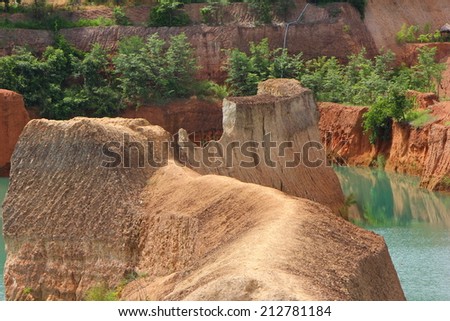 CHIANGMAI, THAILAND - AUGUST 15 2014 : Hangdong canyon chiangmai. Resevoir from old excavation laterite soil for sale. Photo at hangdong distric, about 8 km from chiangmaicity, chiangmai, thailand.