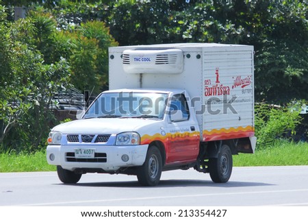 CHIANGMAI, THAILAND - AUGUST 15 2014 : Refrigerated container mini truck of kimchuagroup. Photo at road no 121 about 8 km from downtown Chiangmai, thailand.