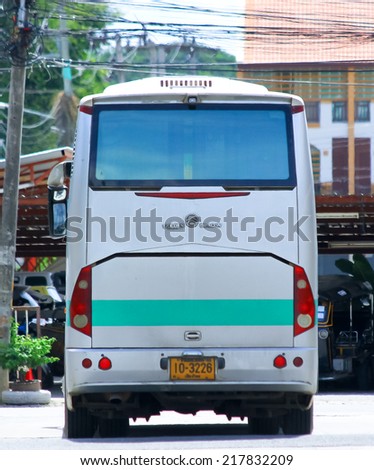 CHIANGMAI , THAILAND - SEPTEMBER 10 2014:   Golden dragon bus of Green bus Company. Route between Chiangmai and chiangsaen ( Chiangrai ). Photo at Chiangmai bus station, thailand.