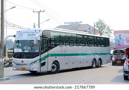 CHIANGMAI , THAILAND - MARCH 20 2013: Sunlong Bus of Green bus Company (14.5 Meter). Between Chiangmai and Phuket.Photo at Chiangmai bus station, thailand.