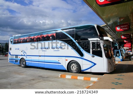 CHIANGMAI, THAILAND- AUGUST 14 2012: Chayasit tour company bus no.18-20 route Bangkok and Chiangmai. Photo at Chiangmai bus station, thailand.