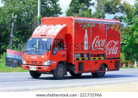 Chiangmai, Thailand - October 1, 2014: Coca Cola Truck (Coke). Photo at road no 121 about 8 km from downtown Chiangmai, thailand.