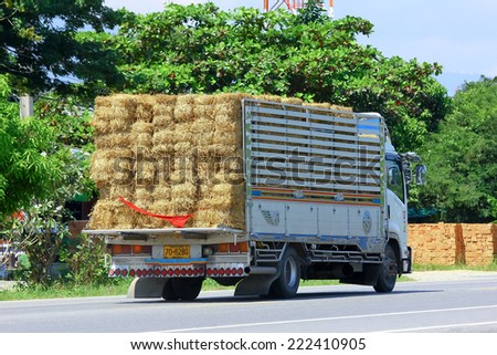 CHIANGMAI, THAILAND - OCTOBER 3 2014: Truck of Animal food (Grass). Photo at road no.121 about 8 km from downtown Chiangmai, thailand.