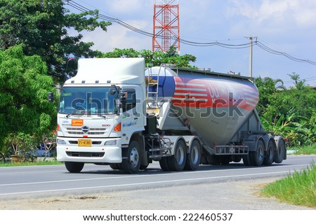CHIANGMAI, THAILAND - OCTOBER 3 2014: Cement truck of TPL Logistic company. Photo at road no.121 about 8 km from downtown Chiangmai, thailand.