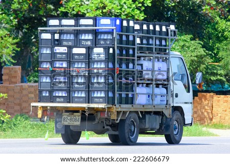 CHIANGMAI, THAILAND-OCTOBER 3 2014: Drinking water delivery truck of PN company. Photo at road no.121 about 8 km from downtown Chiangmai, thailand.