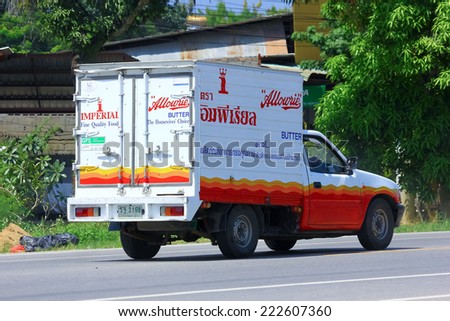 CHIANGMAI, THAILAND-OCTOBER 3 2014: Refrigerated container mini truck of kimchuagroup. Photo at road no 121 about 8 km from downtown Chiangmai, thailand.