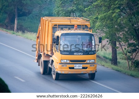CHIANGMAI, THAILAND-APRIL 13 2010: Garbage truck of Nongjom Subdistrict Administrative Organization. Photo at road no.11 about 6 km from downtown Chiangmai, thailand.