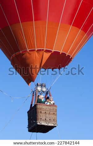 CHIANGMAI, THAILAND -JANUARY 21 2012: An unidentified Passenger hot air balloon, Paint of Taitung ( taiwan ) travel. Photo in Chiangmai balloon festival, Chiangmai. Thailand.