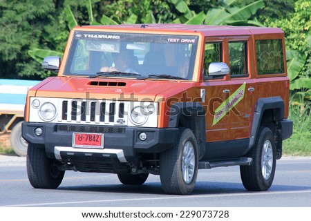 CHIANGMAI, THAILAND -OCTOBER 18 2014: Thairung tranformer, Sports Utility Vehicle design and build by thairung company. engine use toyota. Photo at road no.121 , 8 km from city Chiangmai, thailand.