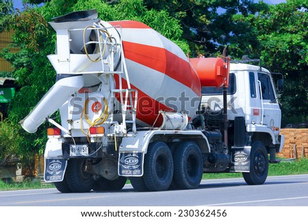 CHIANGMAI, THAILAND-OCTOBER 6 2014: Cement truck of PPS Concrete company. Photo at road no 121 about 8 km from downtown Chiangmai, thailand.