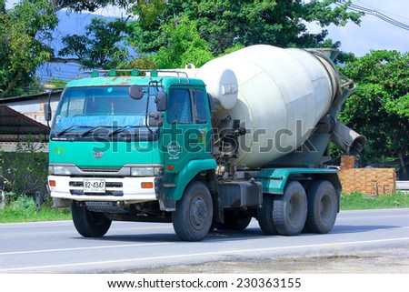 CHIANGMAI, THAILAND-OCTOBER 6 2014: Cement truck of LRC Concrete company. Photo at road no 121 about 8 km from downtown Chiangmai, thailand.