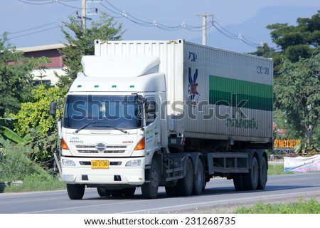 CHIANGMAI , THAILAND - NOVEMBER 13 2014: V cargo Container Truck. Photo at road no.121 about 8 km from downtown Chiangmai, thailand.