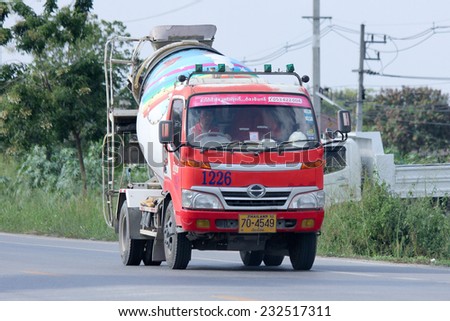 CHIANGMAI, THAILAND - NOVEMBER 17 2014: Cement truck of INSEE Concrete company. Photo at road no 121 about 8 km from downtown Chiangmai, thailand.
