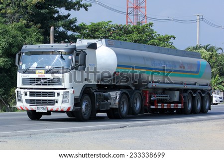 CHIANGMAI, THAILAND - NOVEMBER  21 2014: Nopparat Petroleum Oil Truck. Photo at road no.121 about 8 km from downtown Chiangmai, thailand.