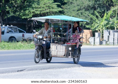 CHIANGMAI, THAILAND - NOVEMBER 27 2014: Private Motorcycle taxi. Service in Village. Photo at road no 121 about 8 km from downtown Chiangmai, thailand.