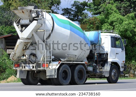 CHIANGMAI, THAILAND - OCTOBER 2 2014:  Cement truck of PPS Concrete company. Photo at road no 121 about 8 km from downtown Chiangmai, thailand.