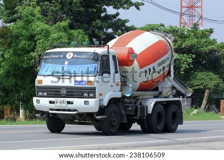 CHIANGMAI, THAILAND-OCTOBER 9 2014 : Cement truck of PPS Concrete company. Photo at road no 121 about 8 km from downtown Chiangmai, thailand.