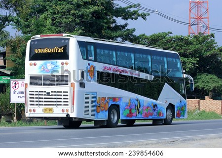 CHIANGMAI, THAILAND -OCTOBER 18 2014: Travel bus of Jongjaruen tour. Photo at road no 121 about 8 km from downtown Chiangmai, thailand.