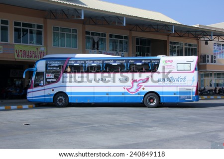 CHIANGMAI, THAILAND - DECEMBER 27 2014: Nakhonchai tour company bus no.820-M101. Route Nakhon ratchasima and Mukdahan. Photo at Chiangmai bus station, thailand.