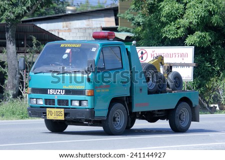 CHIANGMAI, THAILAND -OCTOBER 25 2014: SayThong Tow truck for emergency car move. Photo at road no 121 about 8 km from downtown Chiangmai, thailand.