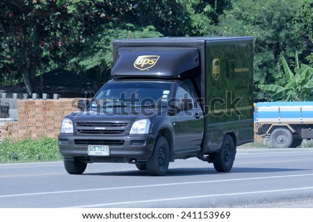 CHIANGMAI, THAILAND -OCTOBER 25 2014: UPS Pickup truck. Photo at road no 121 about 8 km from downtown Chiangmai, thailand.
