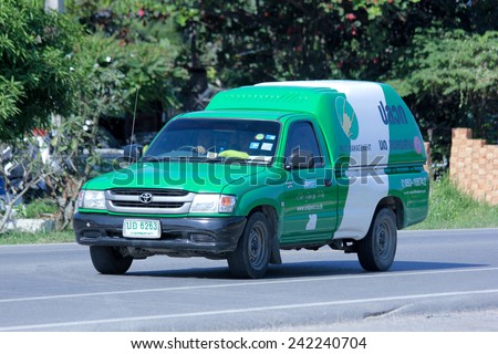 CHIANGMAI, THAILAND - OCTOBER  30  2014:  Mini truck of Unipest  company. Service for control pest in home and Building. Photo at road no 121 about 8 km from downtown Chiangmai, thailand.