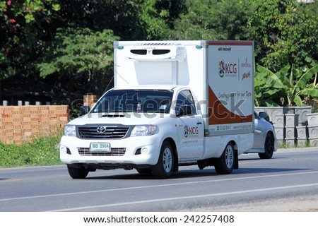 CHIANGMAI, THAILAND - OCTOBER  30  2014:  Container Pick up truck of KCG Kim Chua Group. Photo at road no 121 about 8 km from downtown Chiangmai, thailand.