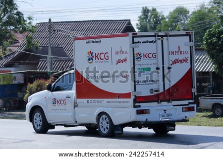 CHIANGMAI, THAILAND - OCTOBER  30  2014:  Container Pick up truck of KCG Kim Chua Group. Photo at road no 121 about 8 km from downtown Chiangmai, thailand.