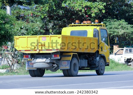CHIANGMAI, THAILAND - OCTOBER 30 2014: Dump truck of Maejo Subdistrict Administrative Organization. Photo at road no 121 about 8 km from downtown Chiangmai, thailand.