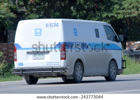 CHIANGMAI, THAILAND - NOVEMBER 11 2014:   Money delivery Van of KTB General Services Company. Photo at road no.121 about 8 km from downtown Chiangmai, thailand.