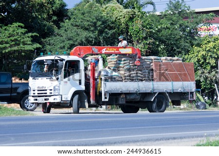 CHIANGMAI, THAILAND - DECEMBER  4 2014:  Private Truck with crane. Photo at road no.121 about 8 km from downtown Chiangmai, thailand.