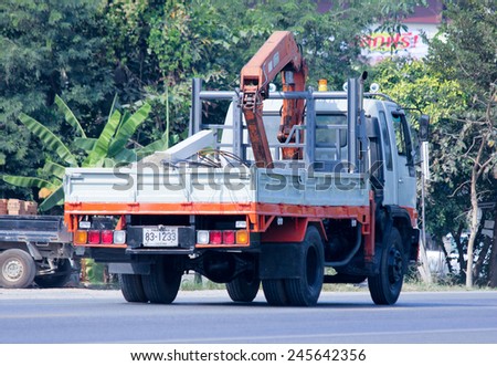 CHIANGMAI, THAILAND - DECEMBER  8 2014: Private Truck with crane.  Photo at road no.121 about 8 km from downtown Chiangmai, thailand.