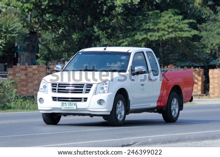CHIANGMAI , THAILAND - DECEMBER  9  2014:  Pick up truck of Thailand Post.  Photo at road no.121 about 8 km from downtown Chiangmai, thailand.
