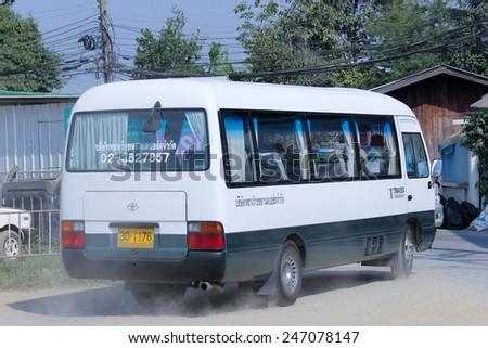 CHIANGMAI , THAILAND - DECEMBER 11 2014: Travel bus of TRAVEX Transport Company. Photo at road no 121 about 8 km from downtown Chiangmai, thailand.