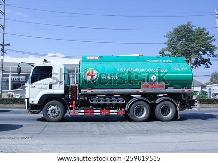 CHIANG MAI, THAILAND - DECEMBER  30 2014: Oil Truck of PTG Energy Oil transport Company.  Photo at road no.1001 about 8 km from city center, thailand.