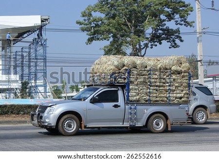 CHIANG MAI, THAILAND - JANUARY  5 2015: Private Pick up truck. Photo at road no 1001 about 8 km from downtown Chiangmai, thailand.
