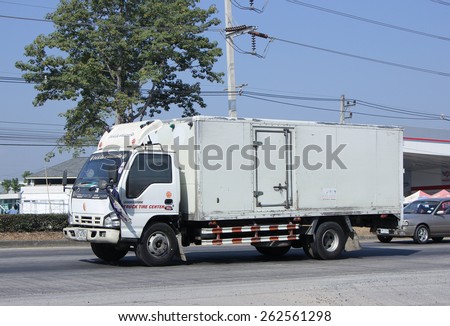 CHIANG MAI, THAILAND - JANUARY  5 2015:  Truck of RPM Farm and Feed for Egg Transport. Photo at road no 1001 about 8 km from downtown Chiangmai, thailand.