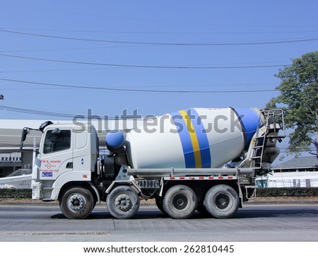 CHIANG MAI, THAILAND - JANUARY 5 2015: Cement truck of PWS Concrete. Photo at road no 1001 about 8 km from downtown Chiangmai, thailand.