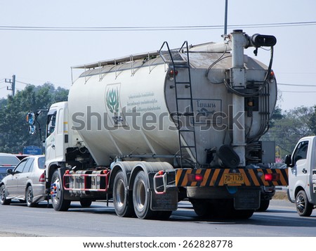 CHIANG MAI, THAILAND - MARCH 5 2015:  Animal food Tank Truck of KYD Transport. Photo at road no.1001 about 8 km from city center, thailand.