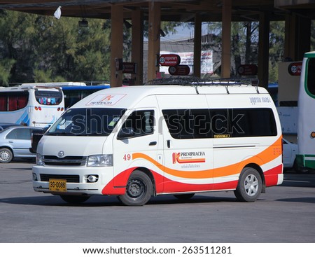 CHIANG MAI, THAILAND - JANUARY  24 2015:  Travel Van of Prempracha Transport Company.  Photo at Chiangmai bus station, thailand.