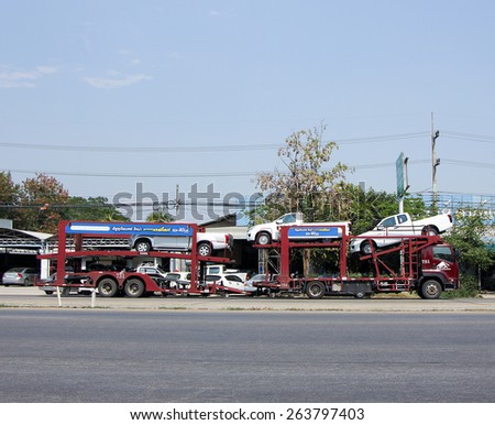 CHIANGMAI, THAILAND - MARCH  4 2015: CEVA  Vehicle  Logistics thailand. Auto Carrier Trailer Truck. Photo at Road No.11 about 5 Km from Chiang mai city.