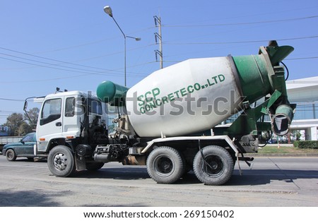CHIANG MAI, THAILAND - JANUARY 23 2015: Cement truck of SCP Concrete. Photo at road no.1001 about 8 km from city center, thailand.