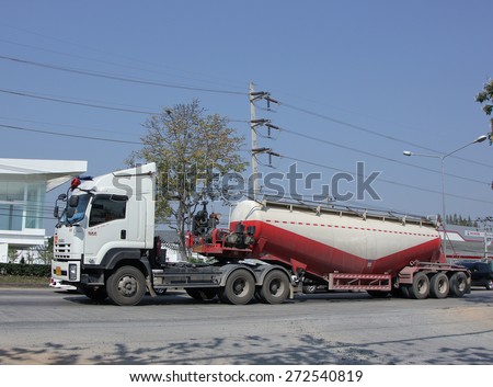 CHIANGMAI, THAILAND -JANUARY 30 2015:  Cement truck of Just in time express Logistic company. Photo at road no.1001 about 8 km from city center, thailand.